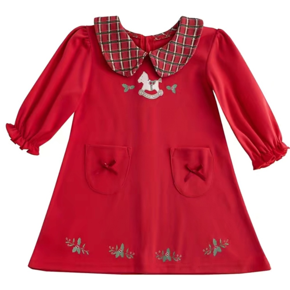 🆕  Red 2 piece outfit set; Christmas rocking horse dress w/ matching bloomers